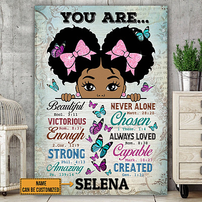 Alternative view of Personalized Name Black Girl Canvas With Name Beautiful Canvas Wrapped Framed Canvas Prints - Home Decor Wall Art