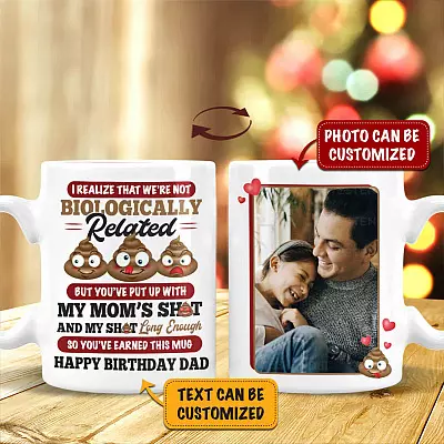 Custom Photo I Realized that We're Not Biologically Related Double-Sided Ceramic Coffee Mug - Travel Mug - Color Changing Mug
