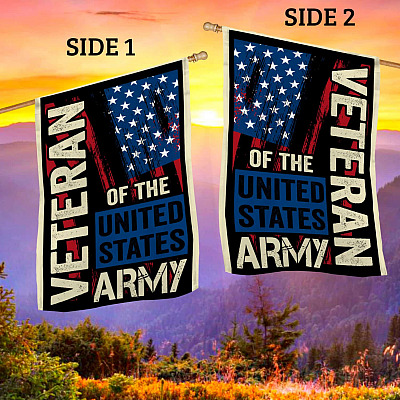 Alternative view of Veteran of The United States Army - Veteran Day Outdoor Indoor Decorative Garden Flag - House Flag - Wall Flag