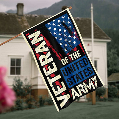 Veteran of The United States Army - Veteran Day Outdoor Indoor Decorative Garden Flag - House Flag - Wall Flag