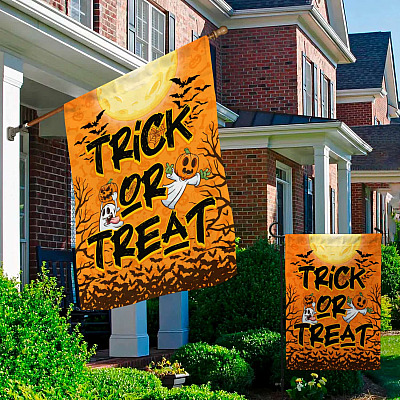 Alternative view of Trick Or Treat Halloween Decoration Garden Flag - House Flag - Wall Flag