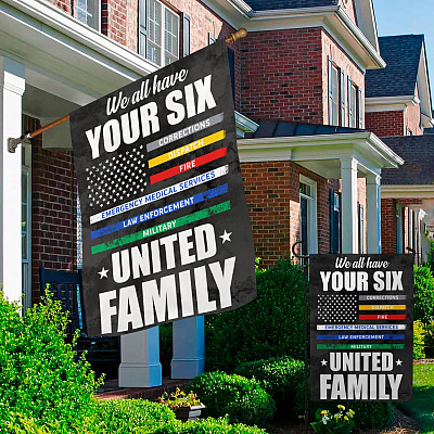 Alternative view of We All Have Your Six United Family Corrections Dispatch Decorative Garden Flag - House Flag - Wall Flag