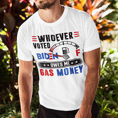 Alternative view of Whoever Voted Biden Owes Me Gas Money T-shirt - Biden Gas Gauge On Empty Fuel Shirt - Anti Biden Shirt
