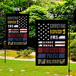 6O. Corrections Dispatch-30x40 side 1 Garden Flag Mockup 2 Side