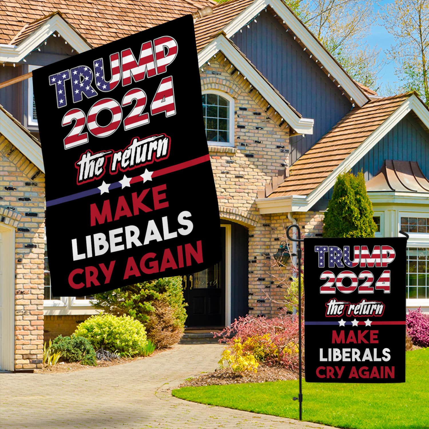 1KNG. Trump 2024 Return 30x40 Garden & House Mockup 3fx