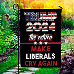 1KNG. Trump 2024 Return 30x40 Garden Flag Mockup 1