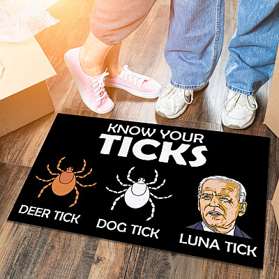 Alternative view of Biden Know Your Ticks Dog Tick Luna Tick Doormat - Anti Biden Know Your Parasites Indoor Outdoor Doormat