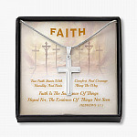 Faith Is The Substance Of Things Hoped For The Evidence Of Thing Not Seen Artisan Crafted Cross Necklace - Artisan Crafted Cross Necklace