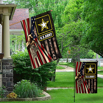 Alternative view of Us Army Veteran Patriotic Gifts for Veterans Garden Flag - House Flag - Wall Flag