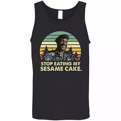 Stop Eating My Sesame Cake Vintage Retro Cotton Tank Top Tee - Ladies Racerback Tank