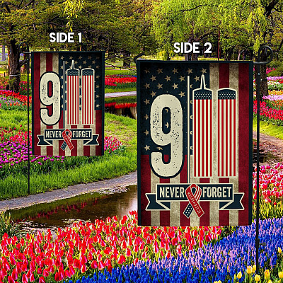Alternative view of 9/11 Never Forget 20th Anniversary House Flag - Memorial Home Garden Flag
