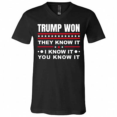trump t, Black, V-Neck T-Shirt