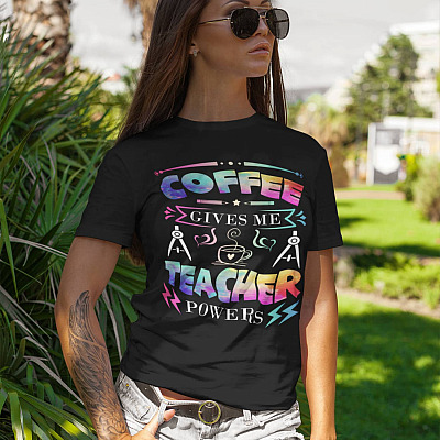 Alternative view of Coffee Gives Me Teacher Powers Shirt - Funny Teacher T-shirt - Teacher Gift