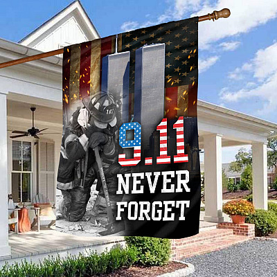 9 11 Never Forget the Twin Towers Falling Remember and Honor Garden Flag - House Flag - Wall Flag