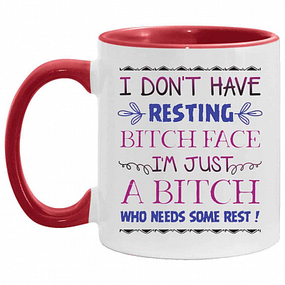 Bitch Face Mug, White/Red, 11 oz. Accent Mug