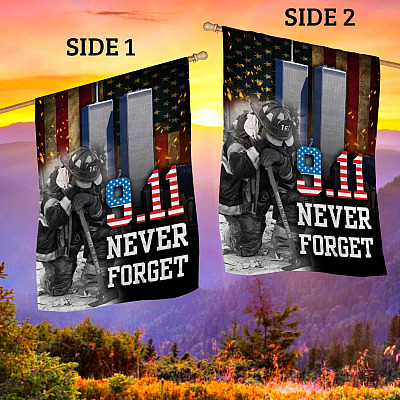 Alternative view of 9 11 Never Forget the Twin Towers Falling Remember and Honor Garden Flag - House Flag - Wall Flag