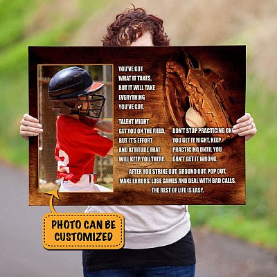 Alternative view of Personalized Photo You've Got What It Takes Baseball Canvas Prints - Unframed Poster - Custom Baseball Gifts For Boy