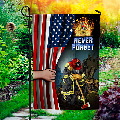 Firefighter Never Forget 911 House Flag - Memorial 9/11 Garden Flag