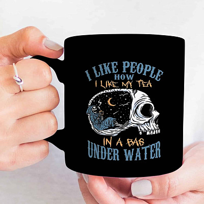 Alternative view of Grim Reaper I Like People I Like My Tea In A Bag Under Water Ceramic Coffee Mug - Beer Stein - Water Bottle
