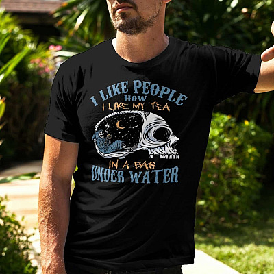 Alternative view of Grim Reaper I Like People I Like My Tea In A Bag Under Water T-Shirt