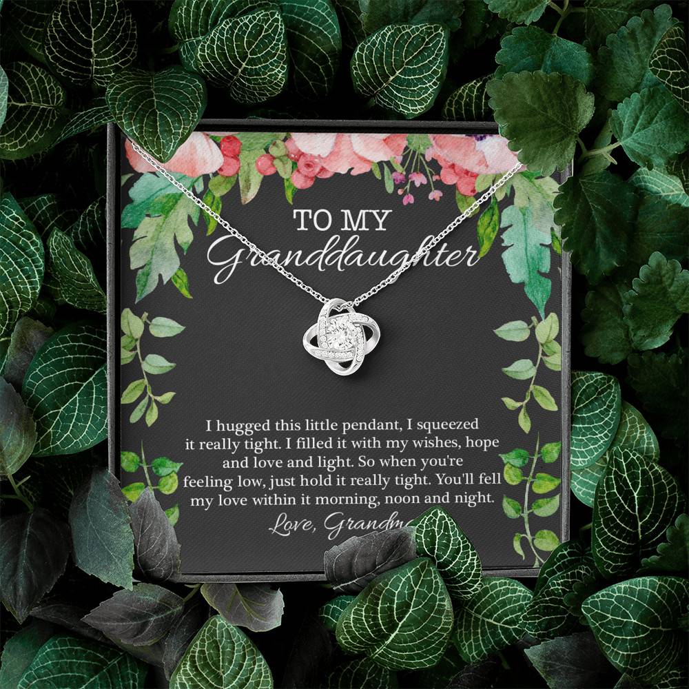 To My Granddaughter I Hugged This Little Pendant I Squeezed It Really Tight Love Knot Pendant Necklace To My Granddaughter I Hugged This Little Pendant I Squeezed It Really Tight Love Knot Pendant Necklace