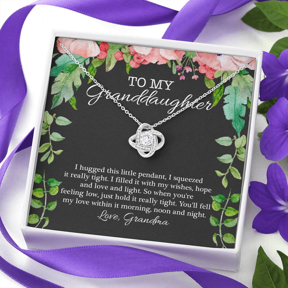To My Granddaughter I Hugged This Little Pendant I Squeezed It Really Tight Love Knot Pendant Necklace To My Granddaughter I Hugged This Little Pendant I Squeezed It Really Tight Love Knot Pendant Necklace