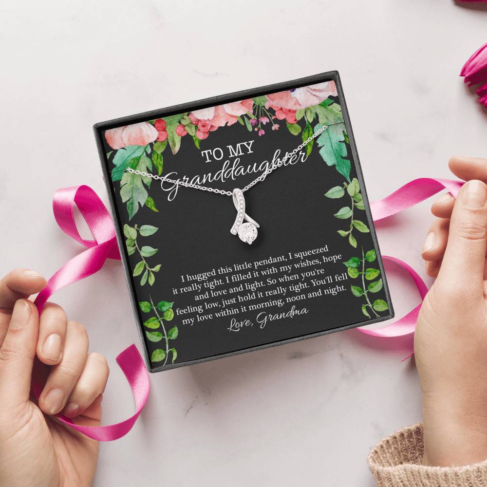 To My Granddaughter I Hugged This Little Pendant I Squeezed It Really Tight Alluring Pendant Necklace