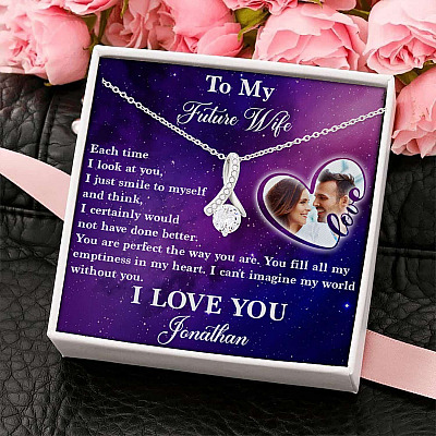 Alternative view of Personalized Saying To My Future Wife The Day Each Time I Look At You Couple Whisper Alluring Beauty Necklace
