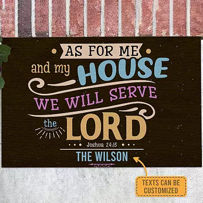 Personalized As For Me And My House We Will Serve The Lord Joshua 24:15 House Doormat - Outdoor Indoor Doormat