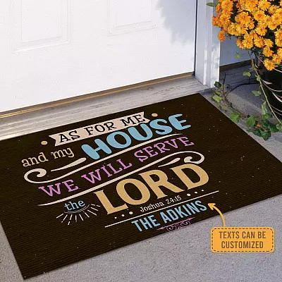 Alternative view of Personalized As For Me And My House We Will Serve The Lord Joshua 24:15 House Doormat - Outdoor Indoor Doormat