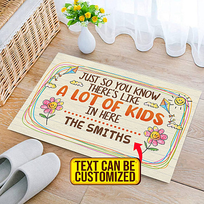 Alternative view of Custom Family Doormat Just so You Know There's Like a Lot of Kids in Here Entrance Outdoor Decorative Doormat