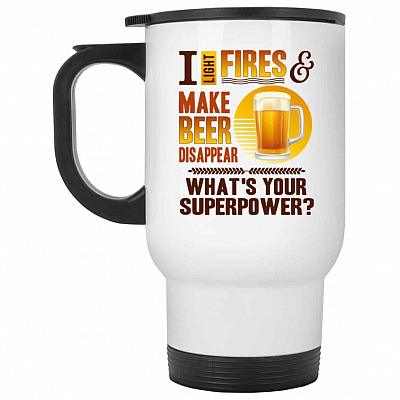 14 oz. White Travel Mug