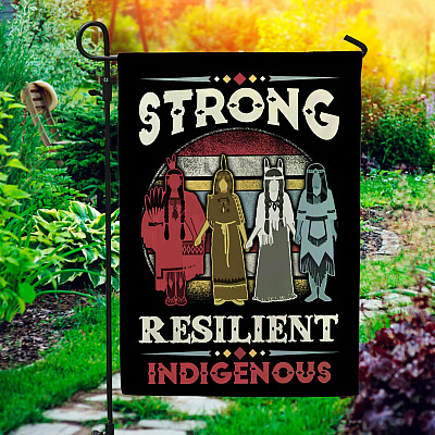 Strong Resilient Indigenous Peoples Day Garden Flag - House Flag - Wall Flag - Orange Indigenous Flag