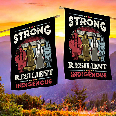 Alternative view of Strong Resilient Indigenous Peoples Day Garden Flag - House Flag - Wall Flag - Orange Indigenous Flag