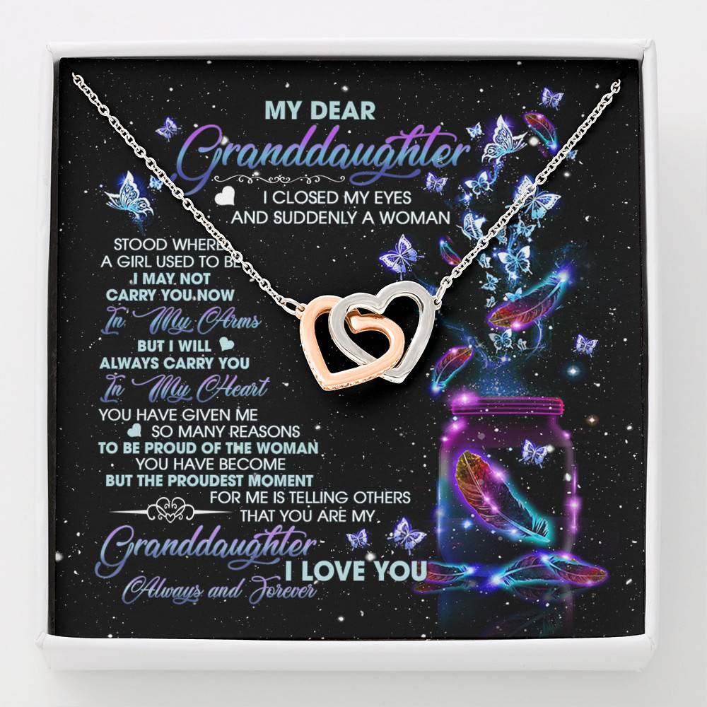 My Dear Granddaughter I Love You Always And Forever Interlocking Hearts Pendant Necklace - Granddaughter Gift - Interlocking Hearts Necklace