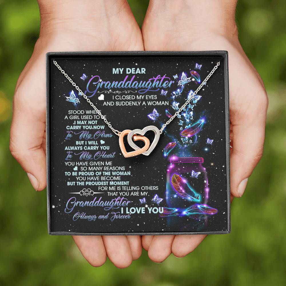 My Dear Granddaughter I Love You Always And Forever Interlocking Hearts Pendant Necklace - Granddaughter Gift
