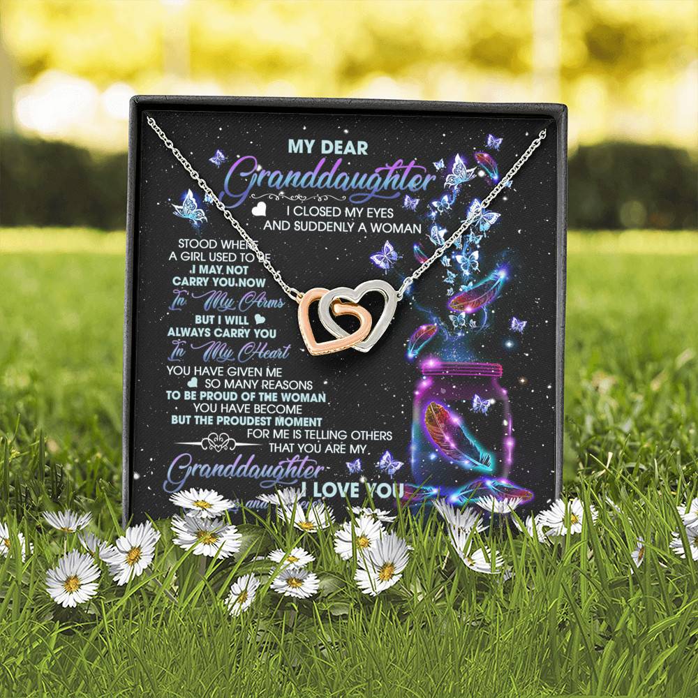 My Dear Granddaughter I Love You Always And Forever Interlocking Hearts Pendant Necklace - Granddaughter Gift