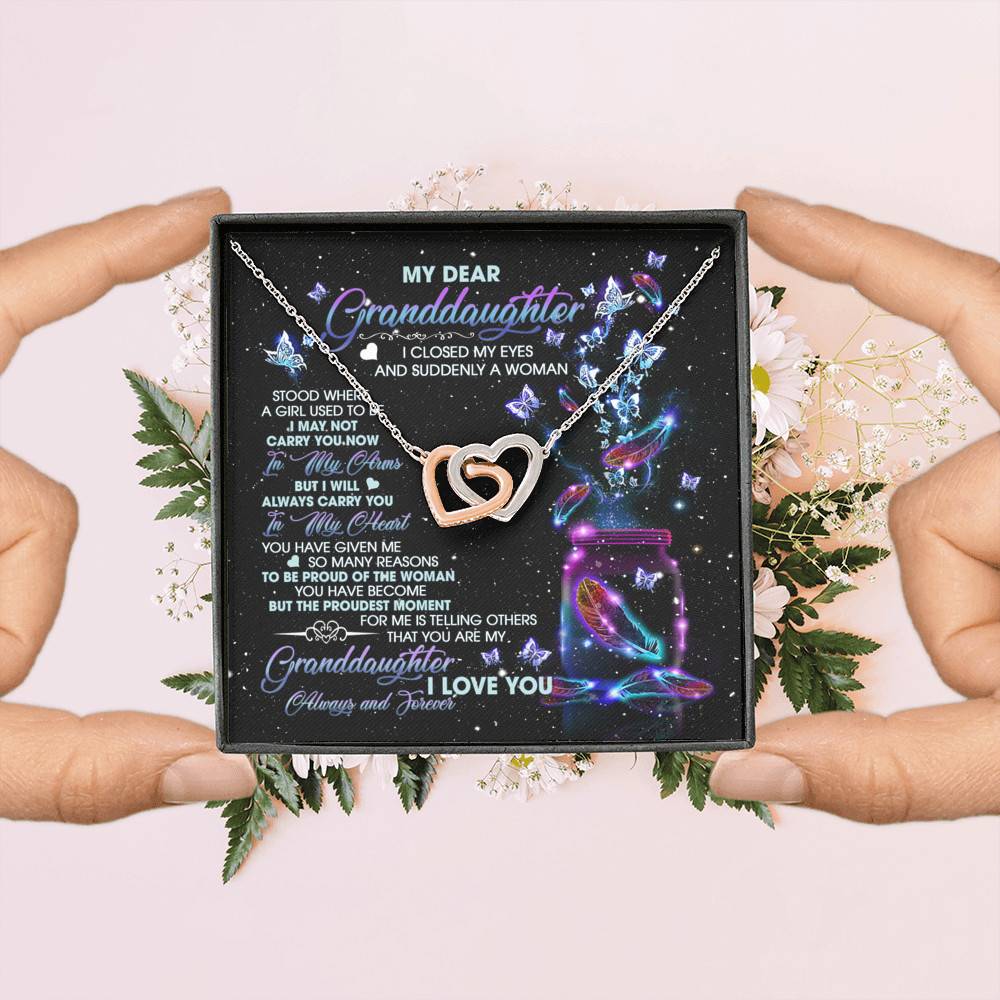 My Dear Granddaughter I Love You Always And Forever Interlocking Hearts Pendant Necklace - Granddaughter Gift