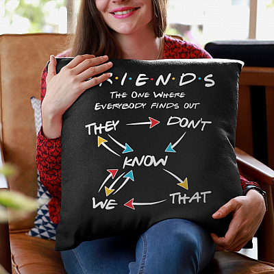 Alternative view of They Don't Know that We Know They Know We Know Funny Friends Throw Pillow - Decorative Pillow