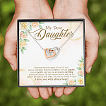 My Dear Daughter You Are Brave I Love You with All My Heart Interlocking Hearts Necklace