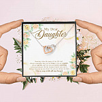 My Dear Daughter You Are Brave I Love You with All My Heart Interlocking Hearts Necklace
