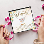 Personalized Name My Dear Daughter You Are Brave I Love You with All My Heart Interlocking Hearts Necklace