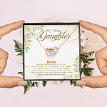 Personalized Name My Dear Daughter You Are Brave I Love You with All My Heart Interlocking Hearts Necklace