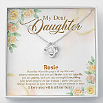 Personalized Name My Dear Daughter You Are Brave I Love You with All My Heart Love Knot Pendant Necklace - Love Knot Necklace