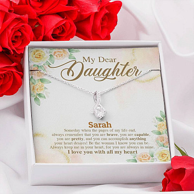 Alternative view of Personalized Name My Dear Daughter You Are Brave I Love You with All My Heart Alluring Beauty Necklace