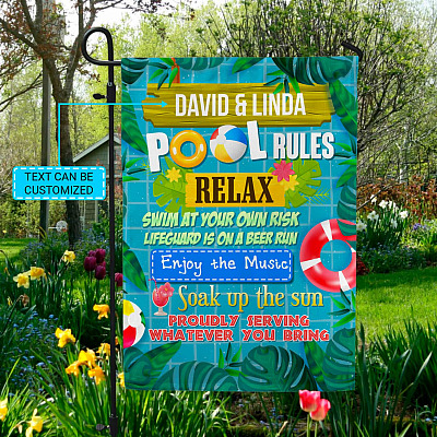 Personalized Pool Garden Flag - Pool Rules Relax Swim at Your Own Risk Decorative Garden Flag - House Flag