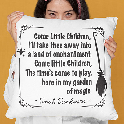 Alternative view of Come Little Children I'll Take Thee Away Hocus Pocus Throw Pillow - Halloween Sofa Decor
