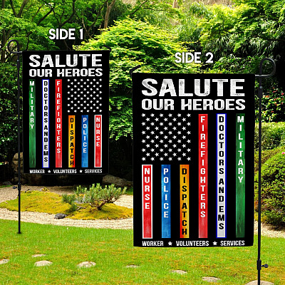 Alternative view of Salute Our Heroes Workers and Services Decorative Garden Flag - Indoor Outdoor Flag - House Flag