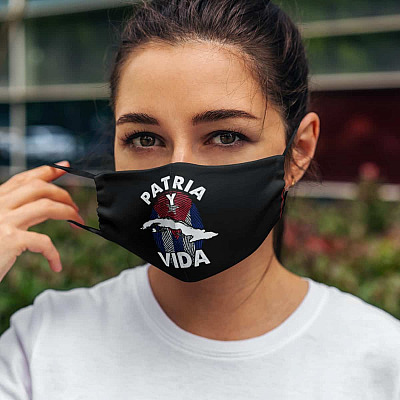 Patria Y Vida Viva Cuba Libre SOSCuba Washable Reusable Custom Printed Cloth Face Mask Cover