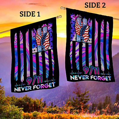 Alternative view of 9/11 Never Forget American Hologram Outdoor House Flag - 9/11/2001 Memorial Home Garden Flag